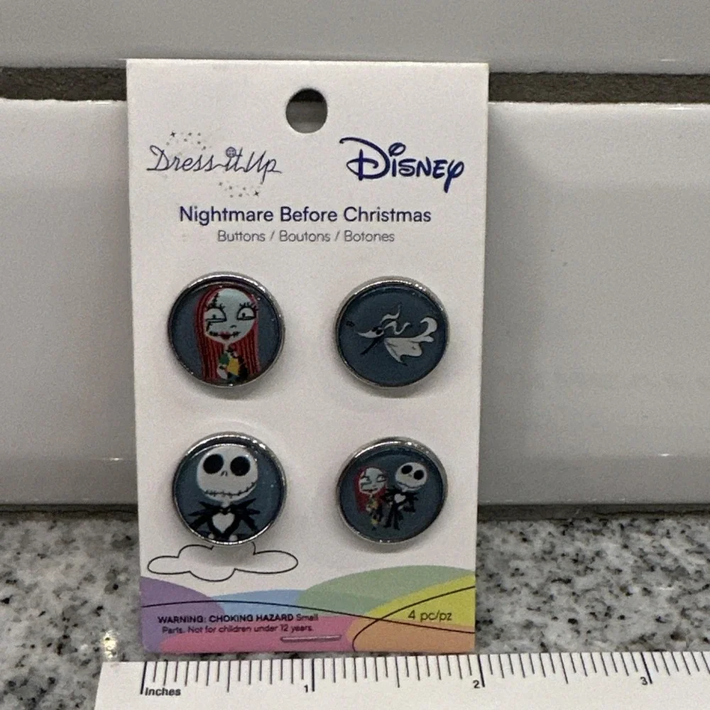 Nightmare Before Christmas Buttons Disney Dress It Up 4 Pack‎ New